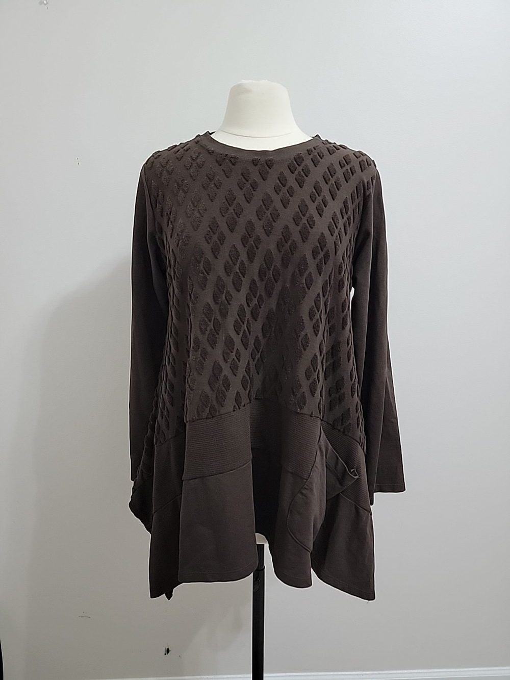 Tunic  Women Made In Italy  Brown 100% Cotton Long Sleeve M/L Oversized EUC